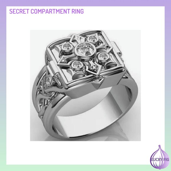 LOCKET RING WITH COMPARTMENT - - Picture 2 of 9